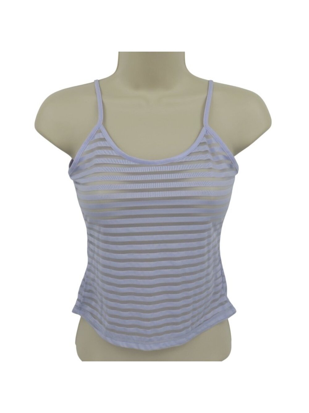 NEW Express World Brand Women Small Purple Blue Sheer Horizontal Strip Tank Top